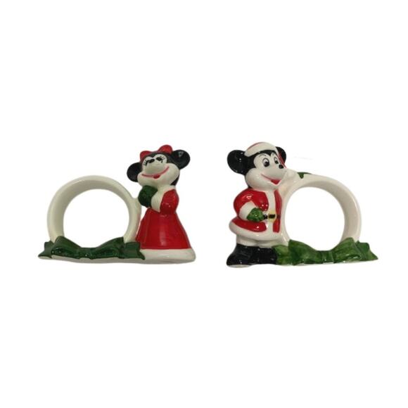 VTG WALT DISNEY Productions Christmas Napkin Rings Mickey & Minnie Mouse Japan - Picture 4 of 6